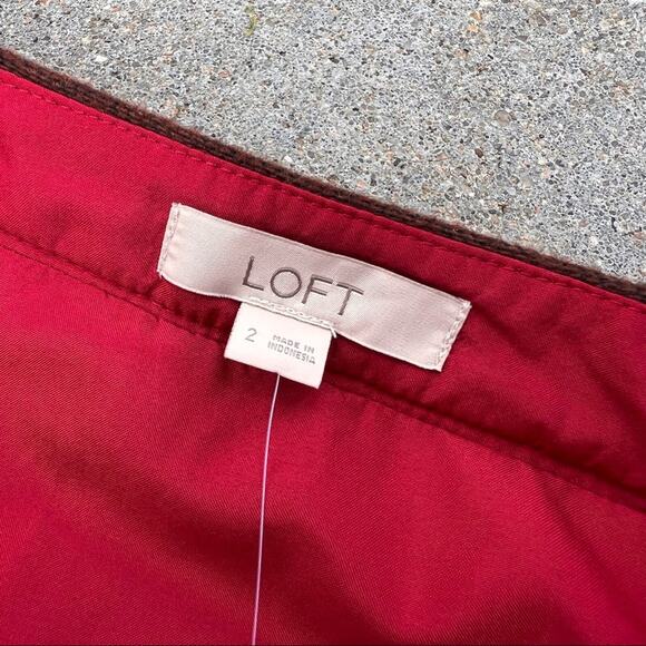 Ann Taylor Loft Wool Striped Pink Red Wrap Mini Skirt Size 2 NWT - Picture 6 of 8